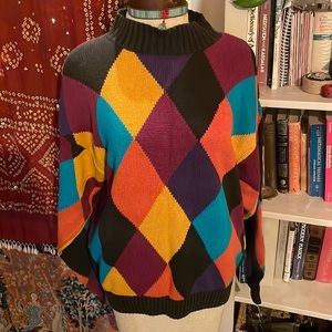 Vintage harlequin sweater. Medium.